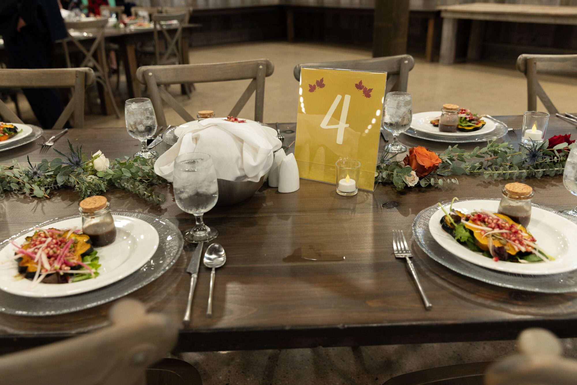 Wedding Reception Table Setting at Standing Rock Farms.