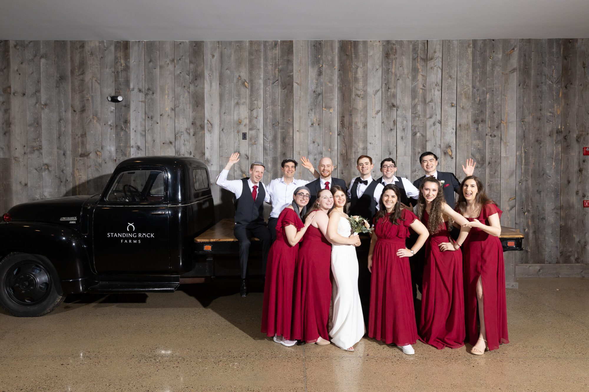 Jewish bride and groom, and wedding party at Standing Rock Farms.