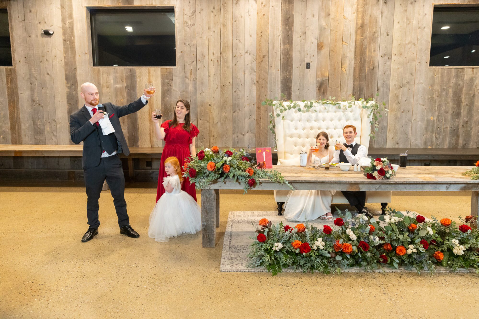 Jewish bride and groom, and Best Man and Matron of Honor at Standing Rock Farms.