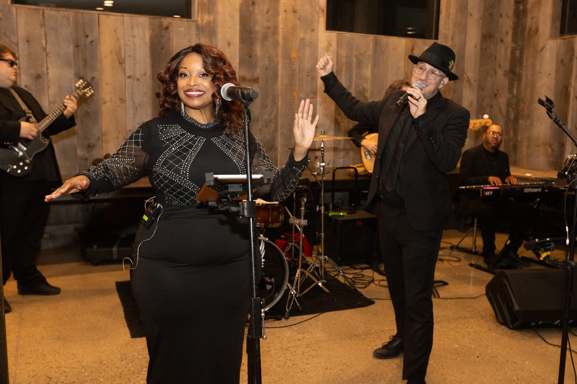 Blue Water Kings band performing at Jewish wedding reception.