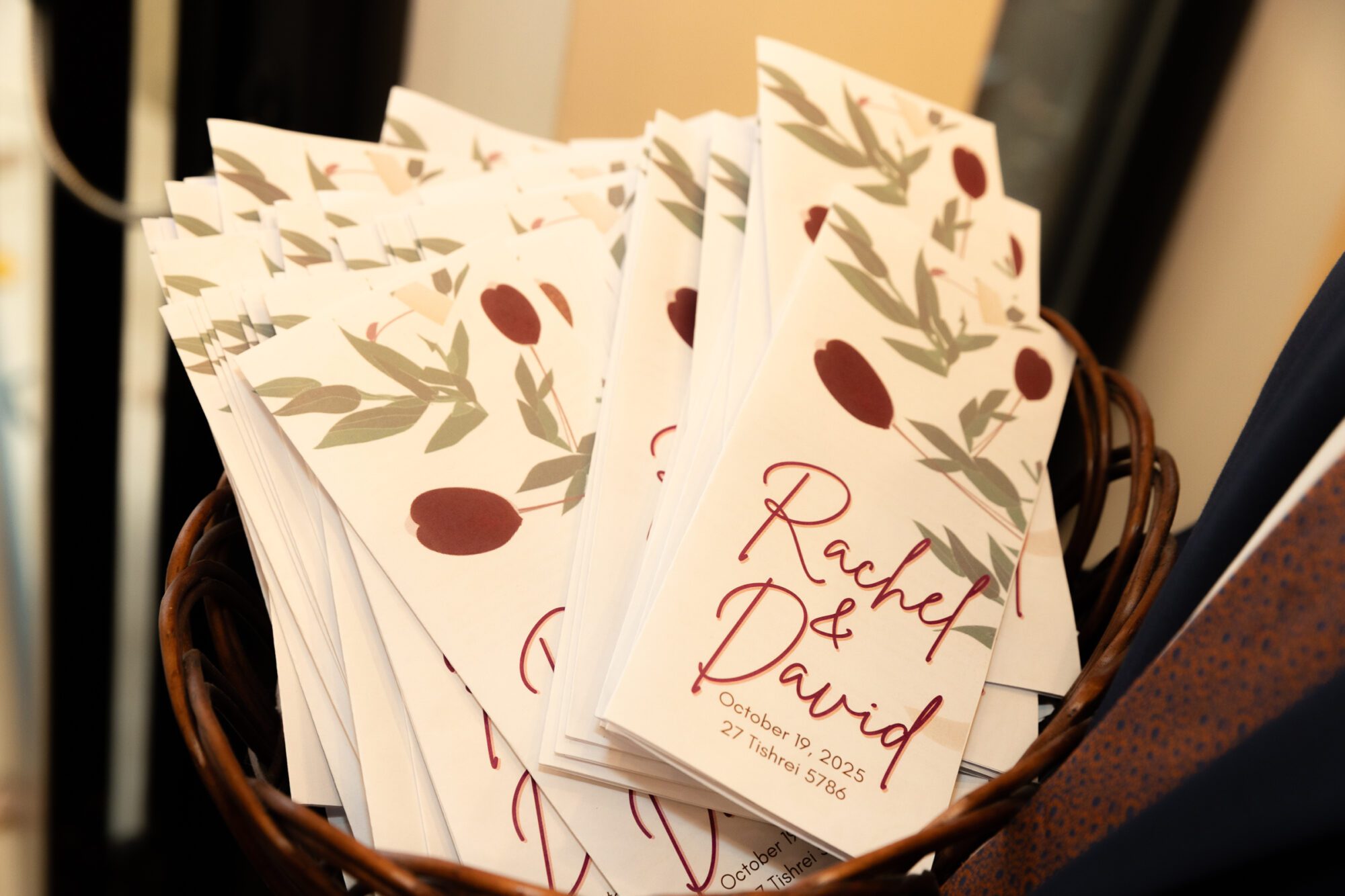 Jewish bride and groom's wedding ceremony. Programs.