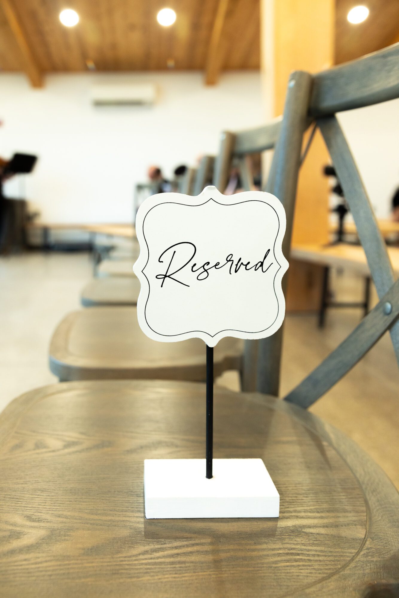 Jewish bride and groom's wedding ceremony. Reserved sign.