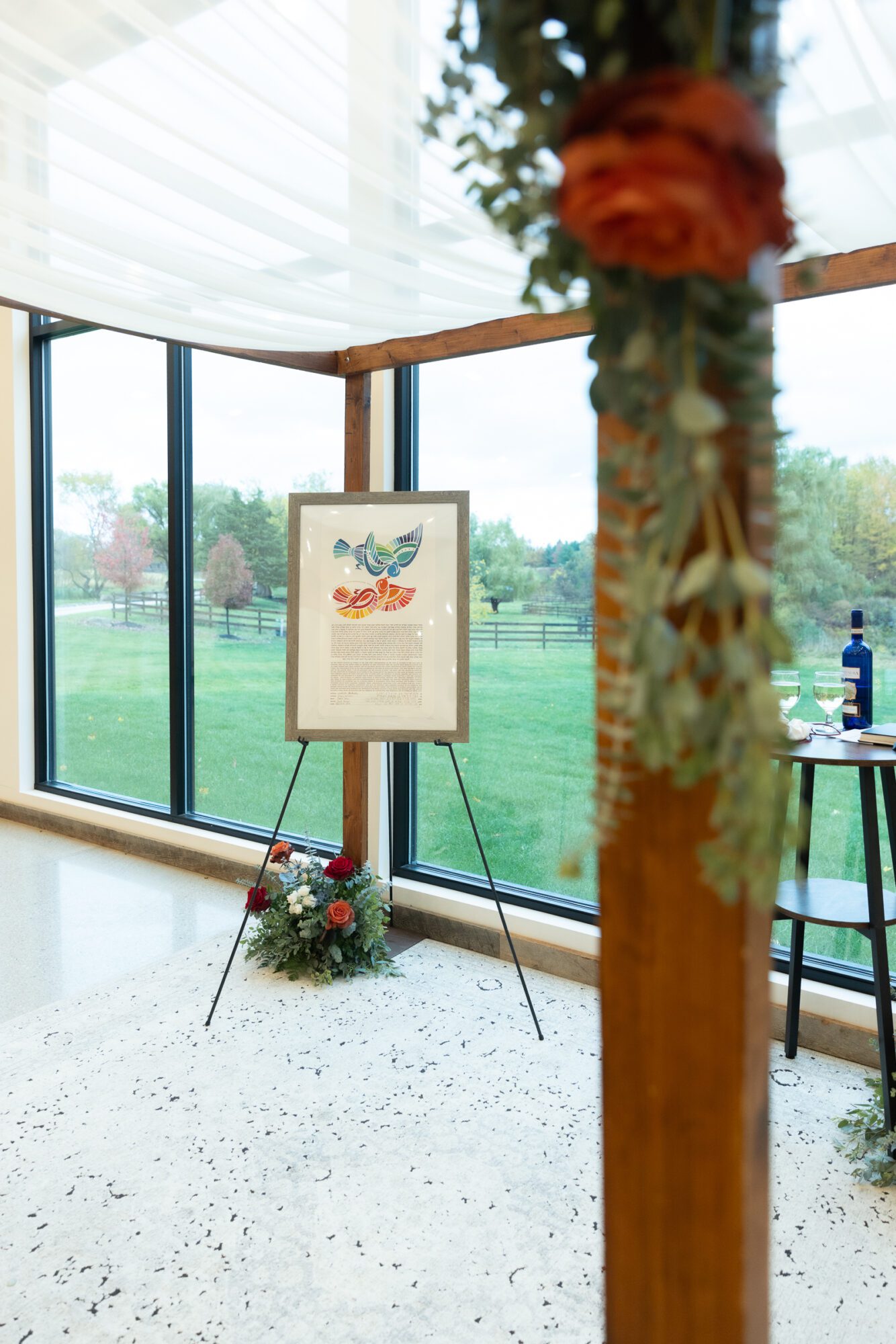 Jewish bride and groom's wedding ceremony. Ketubah under the chuppah.